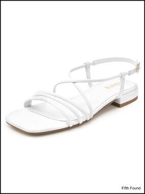 Strappy Flat Sandals - Square Open Toe, Comfortable Dressy Sandals for Women